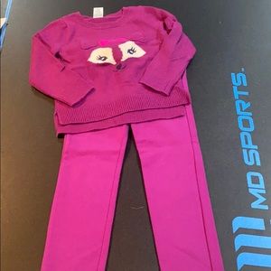 Gymboree purple fox sweater and leggings 4-5